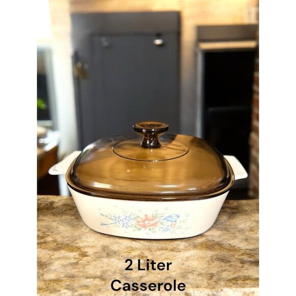 Vintage Corning Ware Symphony 2 Liter Casserole Dish with Pyrex Lid - Picture 1 of 4